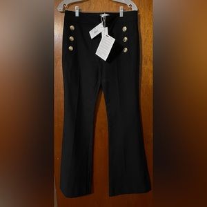 DEREK LAM 10 CROSBY Flared Pants in black, nautical buttons